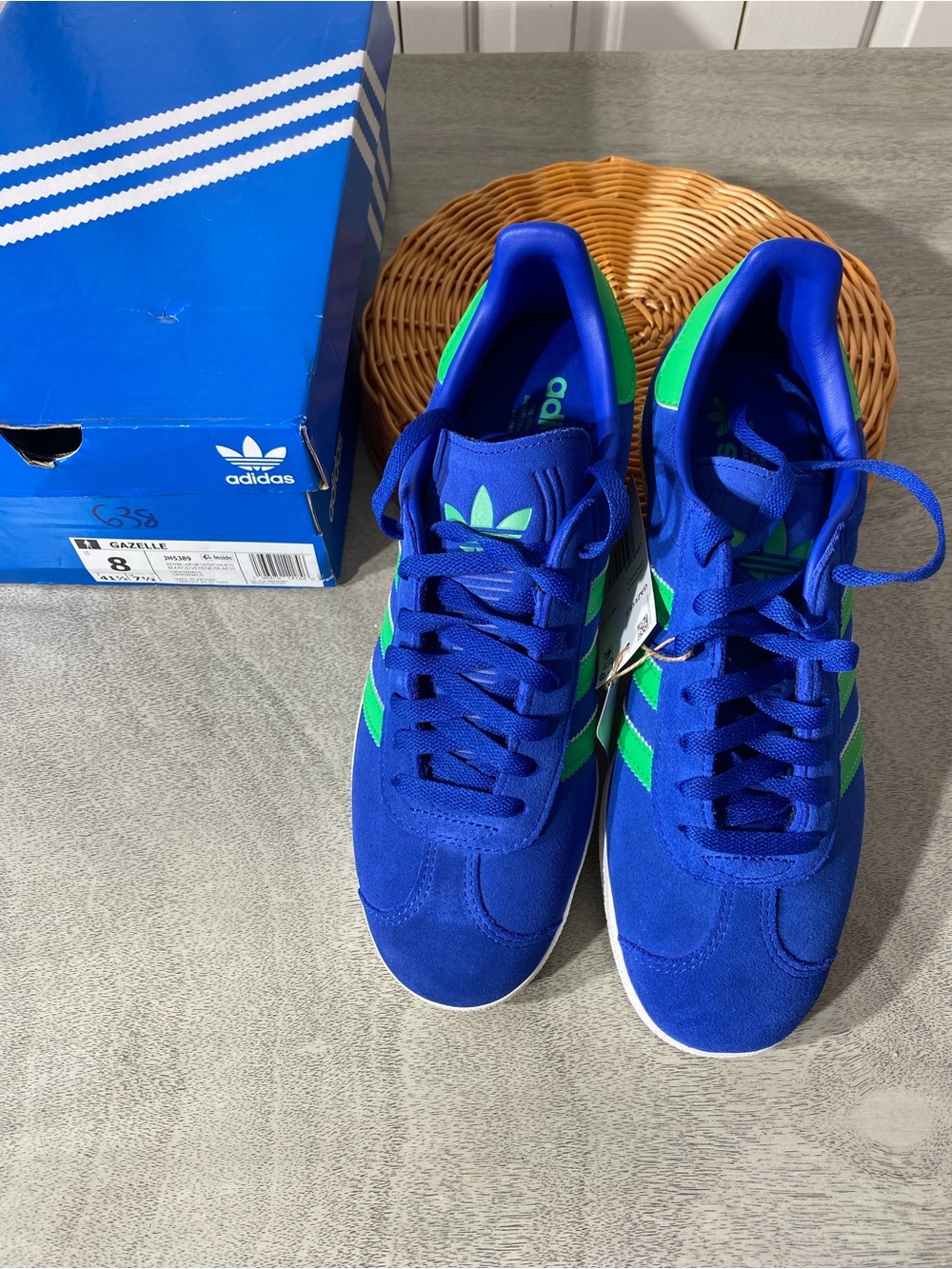 adidas Originals Men’s Gazelle Sneakers - Royal Blue with Green Accents